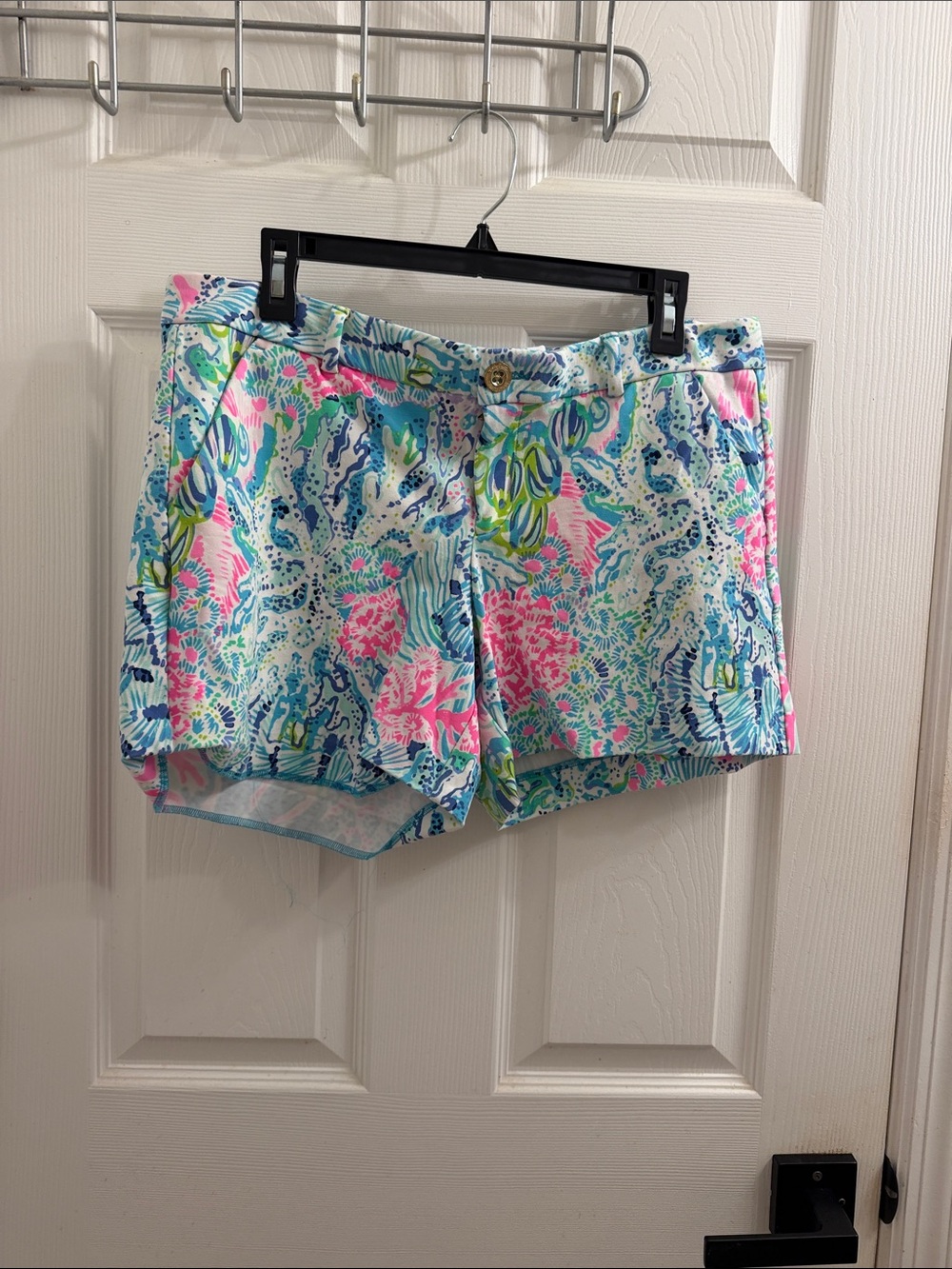 Lilly Pulitzer Tropical Print Cotton Blend Shorts - Pink, Blue & Green